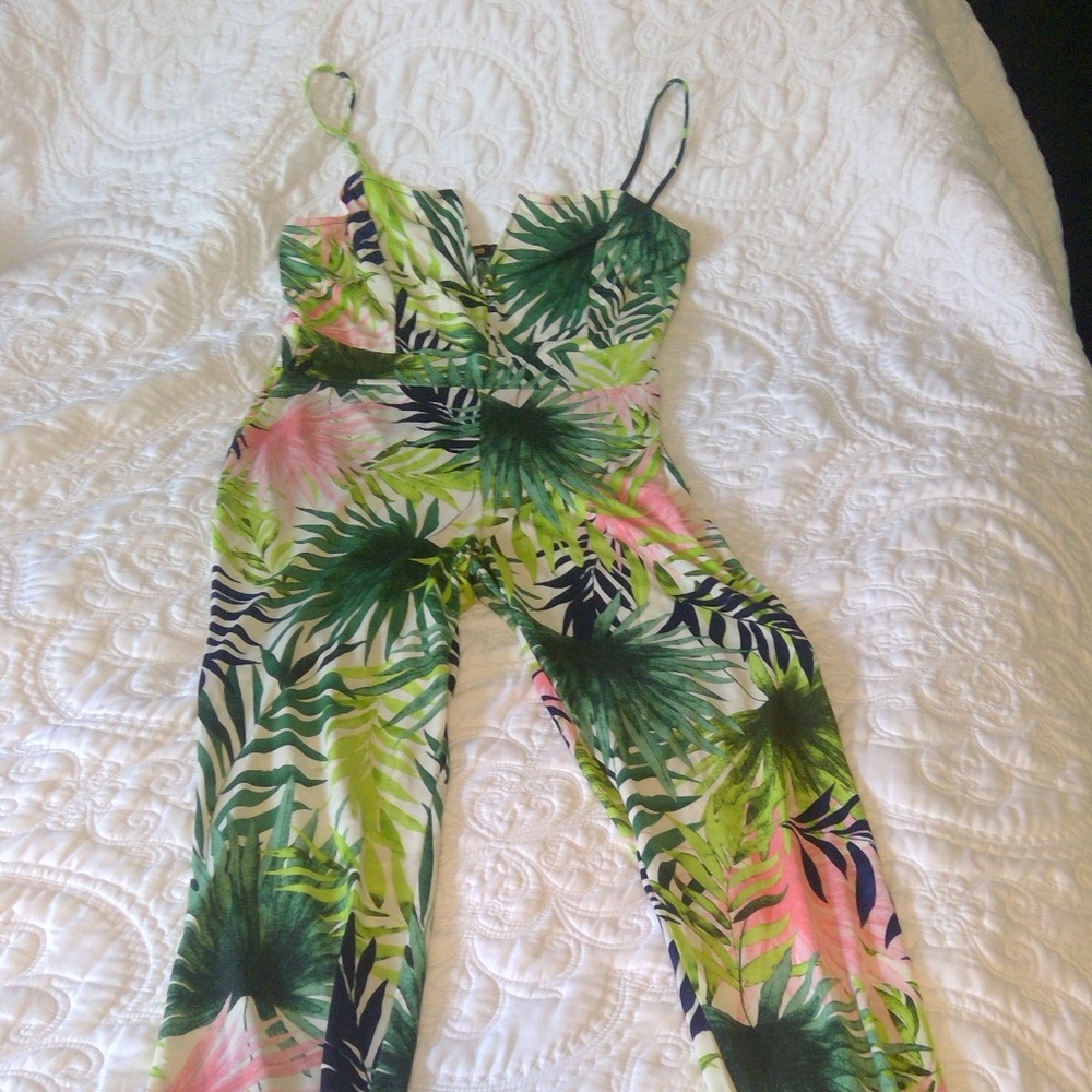 Forever 21 Tropical Print Stretch Jumpsuit